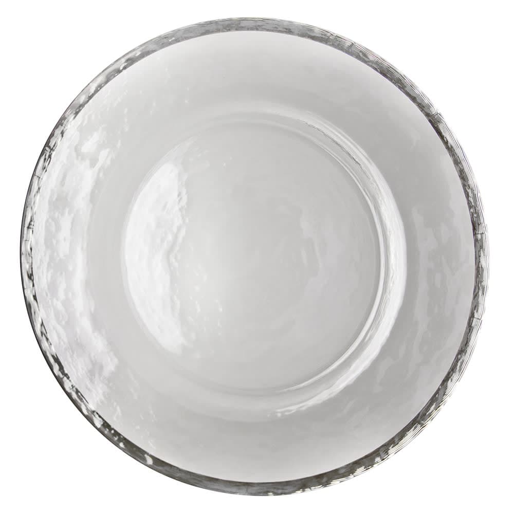 10 Strawberry Street 13" Round Alpine Charger Plate - Glass, Clear/Silver (ALS-340)