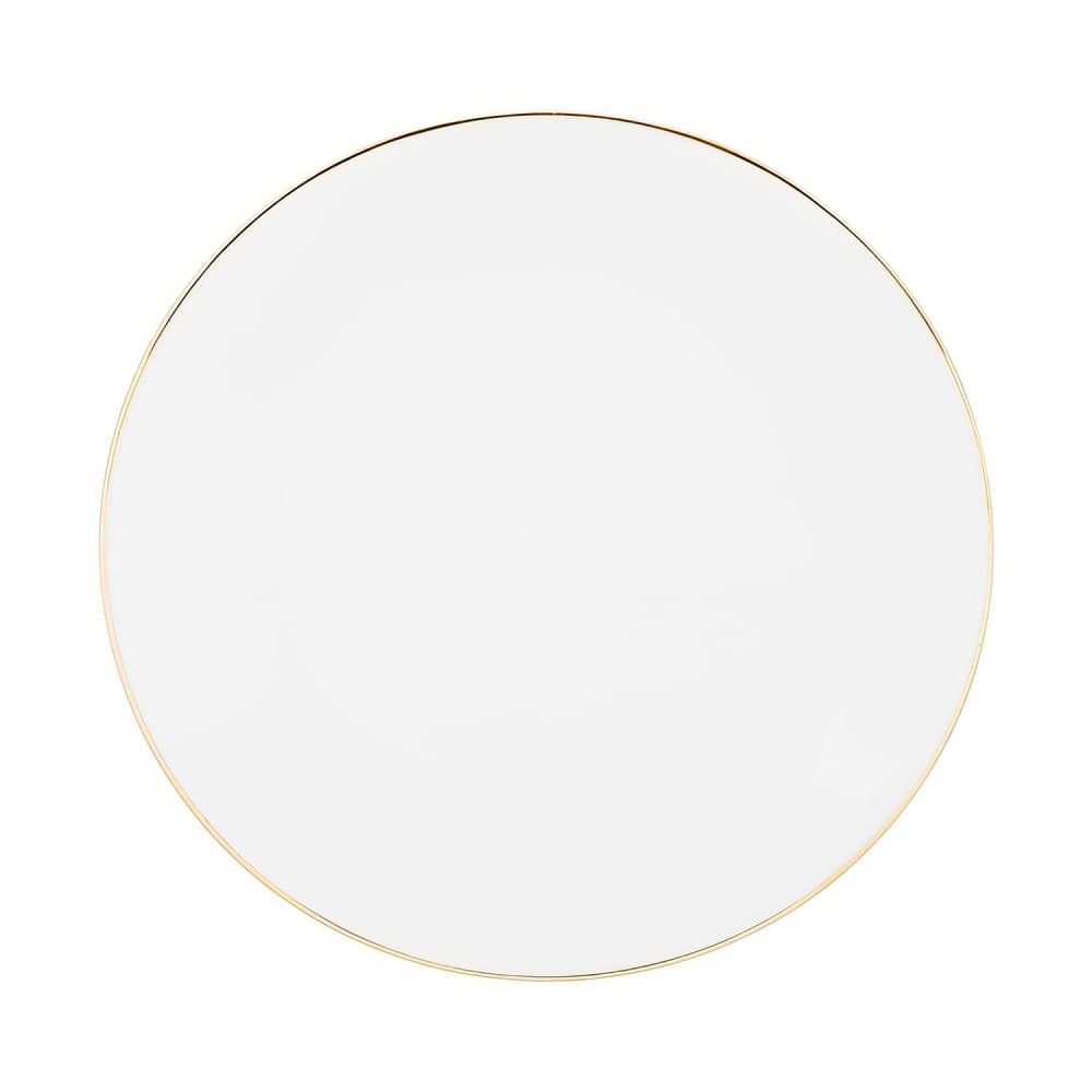 10 Strawberry Street 12" Round Gold Line Charger Plate - Porcelain, White/Gold (CPGL0024)