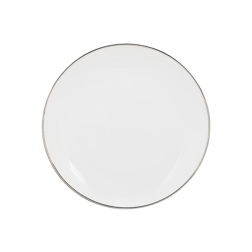 10 Strawberry Street 6 5/8" Round Silver Line Bread & Butter Plate - Porcelain, White (CPSL0005)