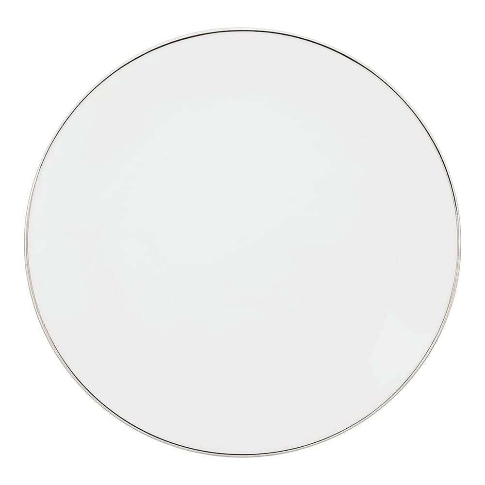 10 Strawberry Street 12" Round Silver Line Charger Plate - Porcelain, White/Silver (CPSL0024)