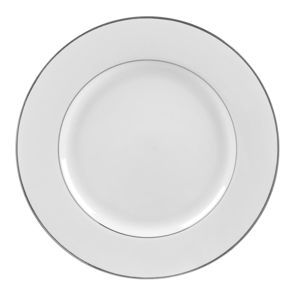 10 Strawberry Street 12 1/4" Round Double Silver Line Round Charger Plate - Porcelain, White/Silver (DSL0024)