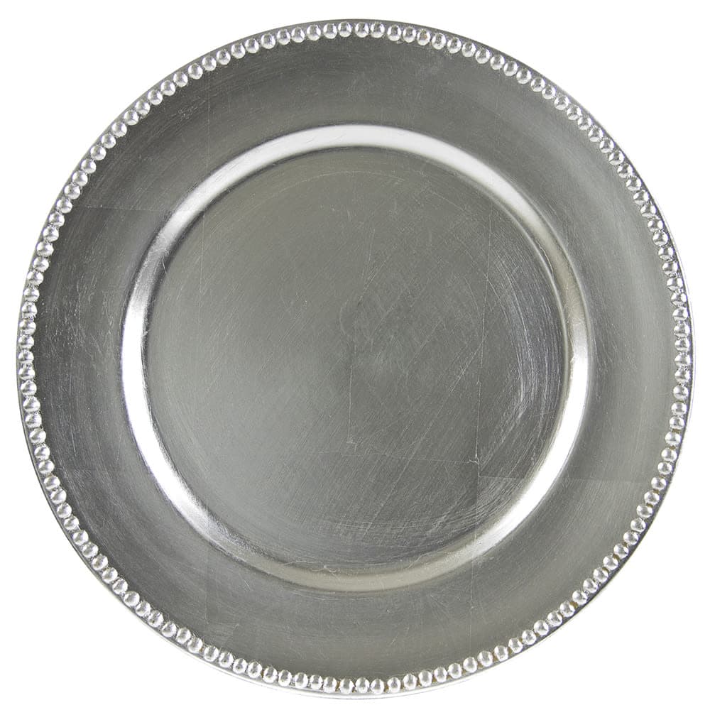 10 Strawberry Street 13" Round Charger Plate - Acrylic, Lacquer Silver (LAS-24D)