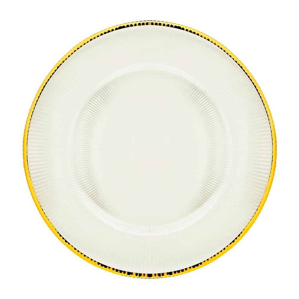 10 Strawberry Street 12 3/4" Round Markle Charger Plate - Glass, Clear/Gold (MRKLG-340)