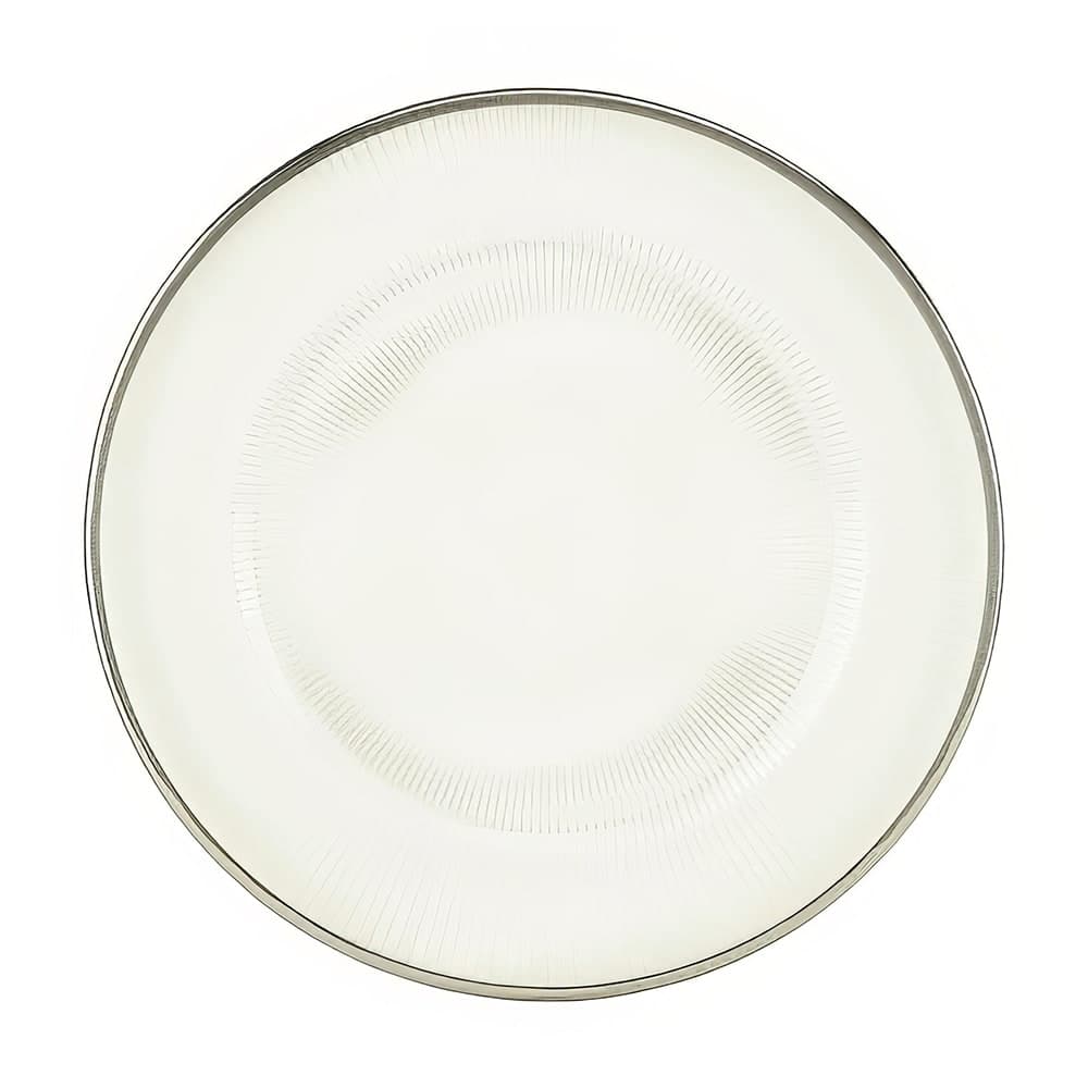 10 Strawberry Street 12 3/4" Round Markle Charger Plate - Glass, Clear/Silver (MRKLS-340)