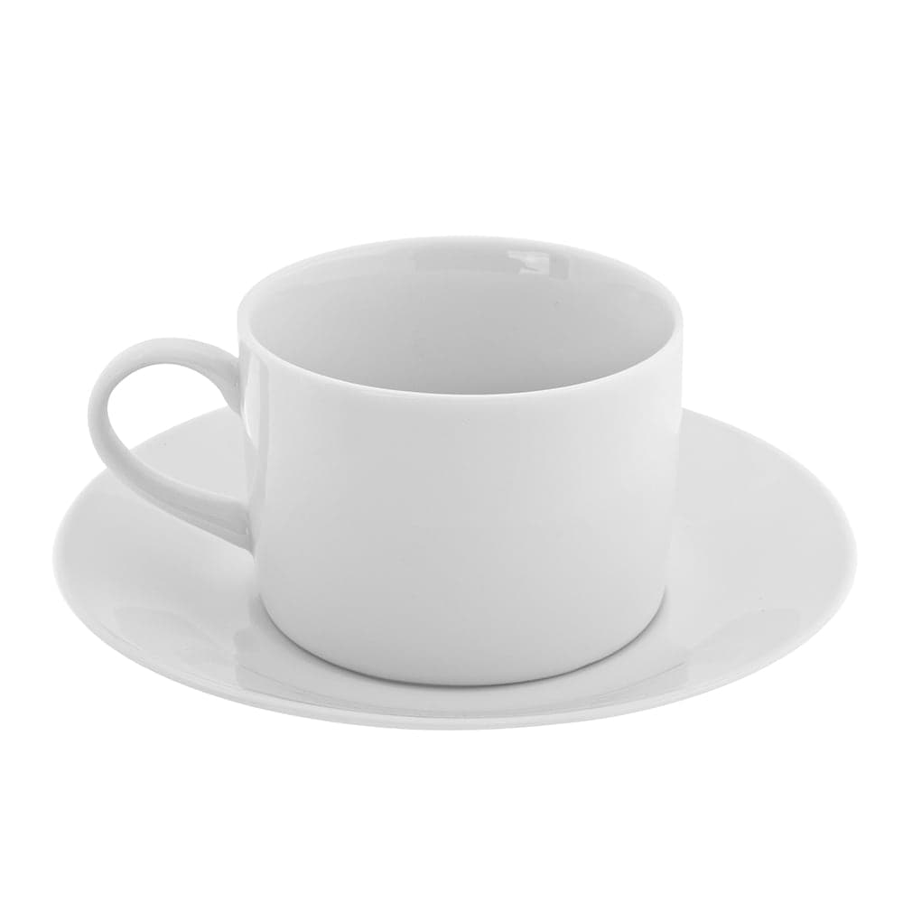 10 Strawberry Street 8 oz Royal White Can Cup & Saucer Set, Porcelain (RW0009)