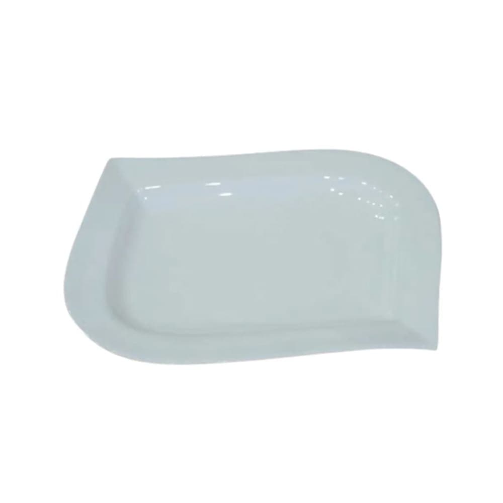10 Strawberry Street 12" x 8 1/2" Irregular Whittier Bend Angle Platter - Porcelain, White (WTR-12BEND)