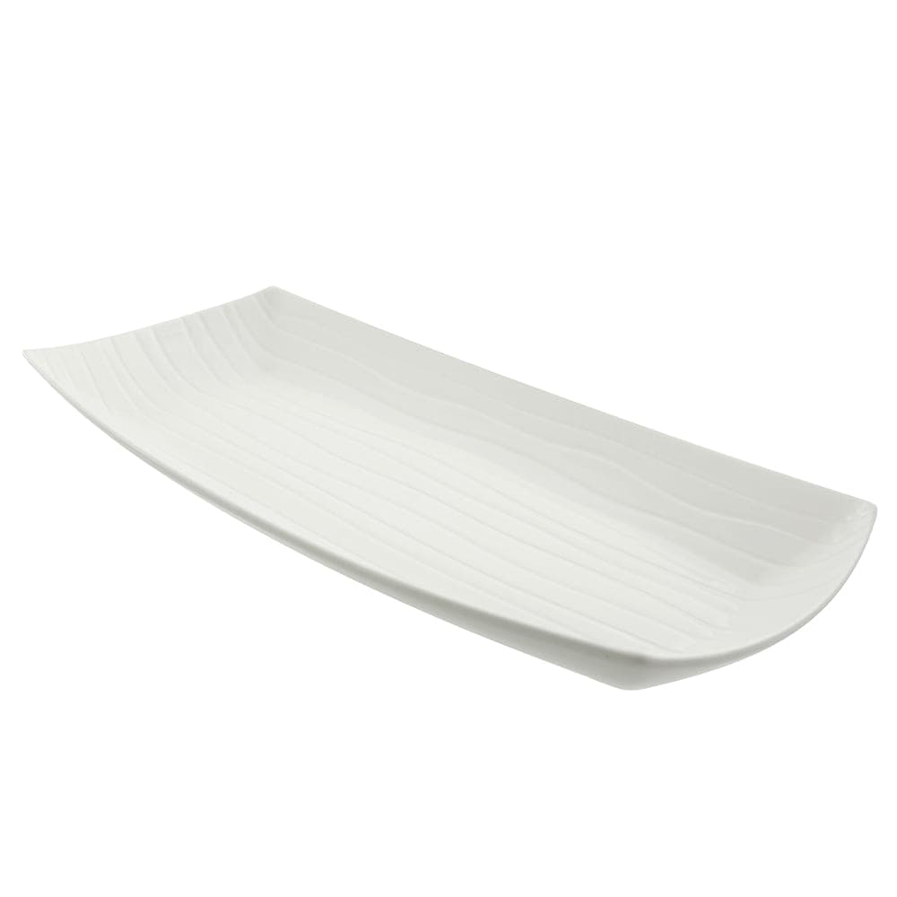 10 Strawberry Street 24 1/4" x 11 7/8" Rectangular Whittier Platter - Porcelain, White (WTR-26EMBPLTR)