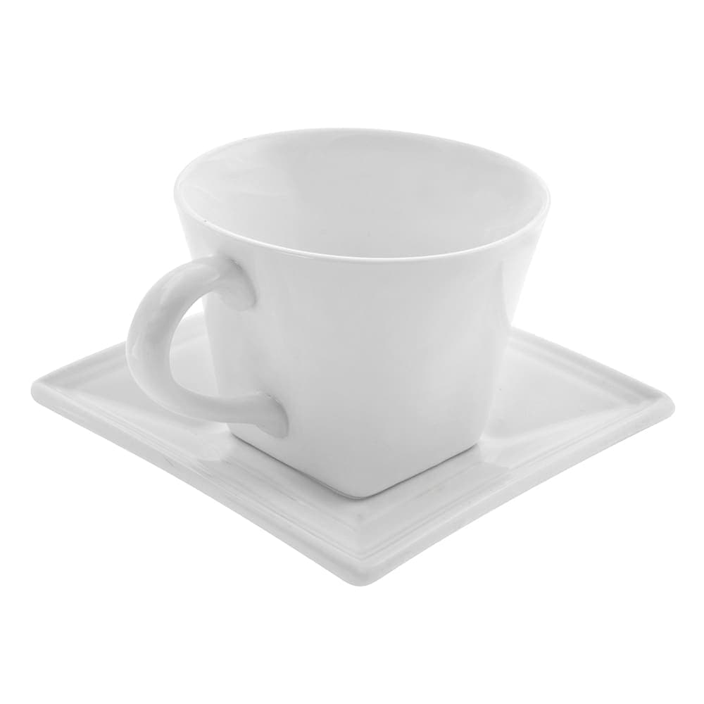 10 Strawberry Street 8 oz Flared Cup & Saucer Set - Porcelain, White (WTR-FLRSQCUP)