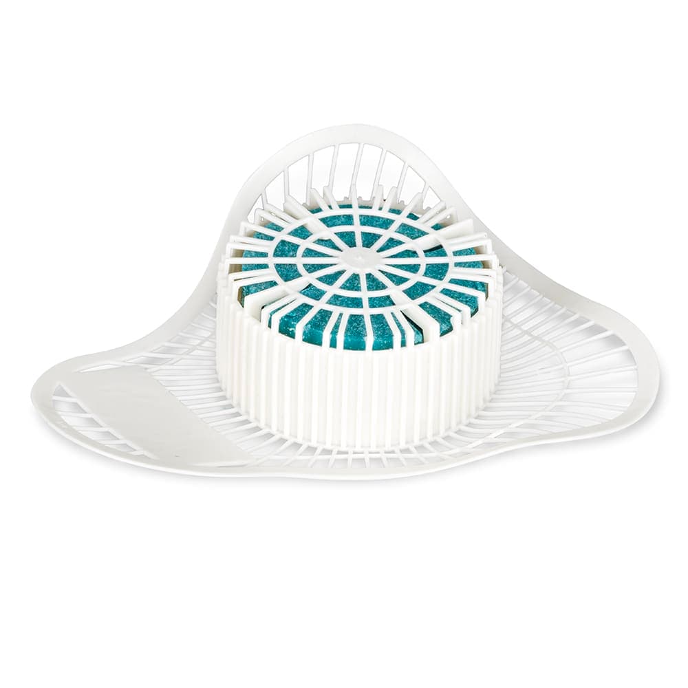 Clean Up Urinal Screen w/ 3 1/2 oz Enzyme Block - 6 3/4" x 6 3/4", White (1110386)