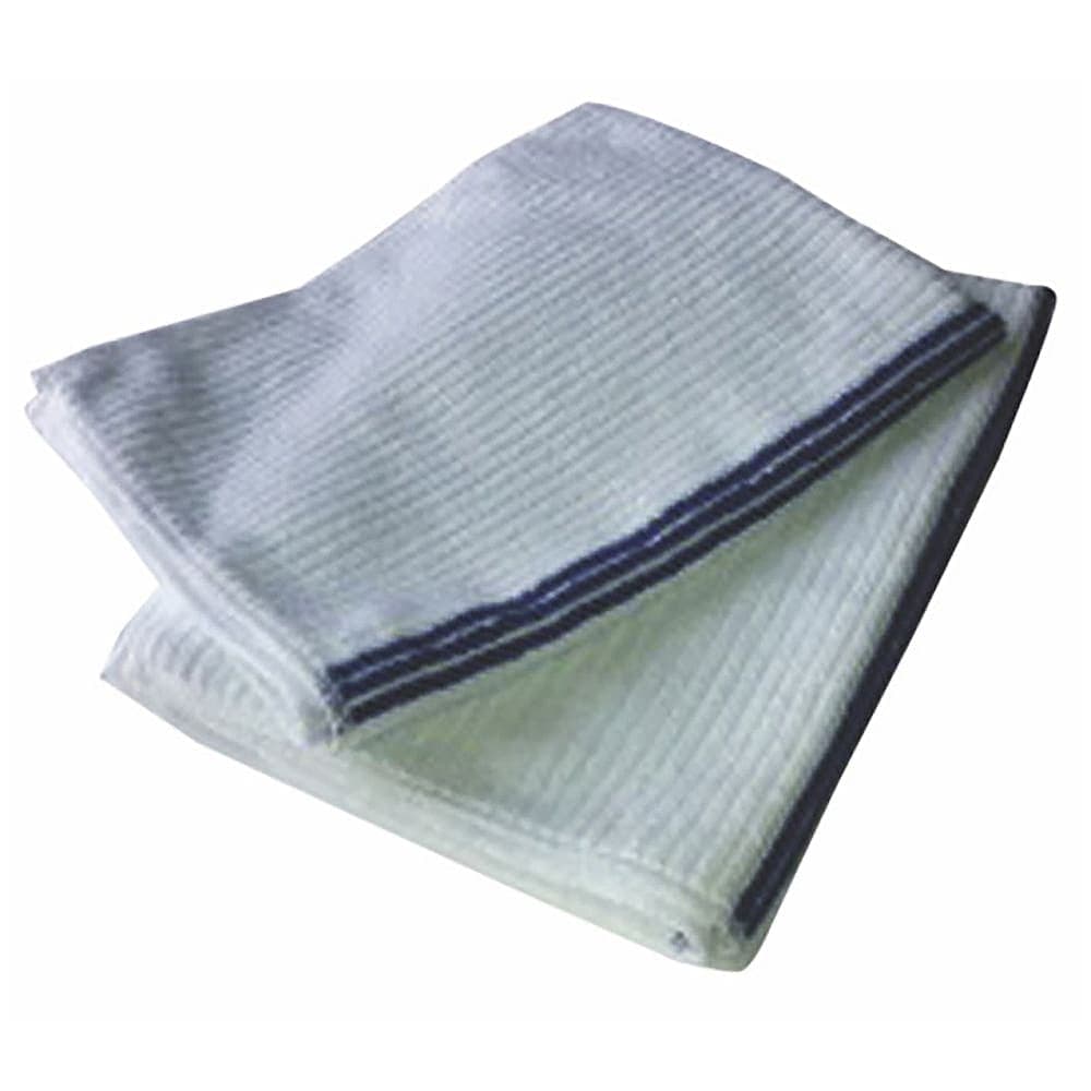 Clean Up Ribbed Bar Towel - 14" x 18", White w/ Blue Stripe (MFBM1418WH)