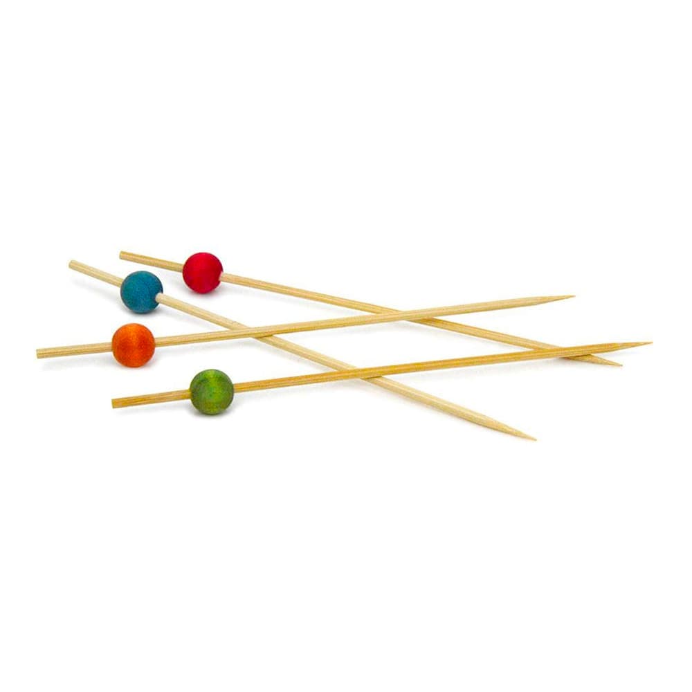 Front of the House 6" Bamboo Ball Pick, Assorted Colors (AST013MUB83)