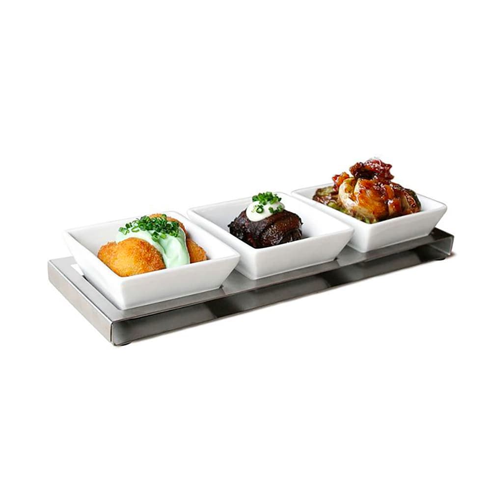 Front of the House Rectangular Display Riser w/ (3) Compartments - 10 3/4" x 3 1/2", Stainless Steel (BHO006BSS12)