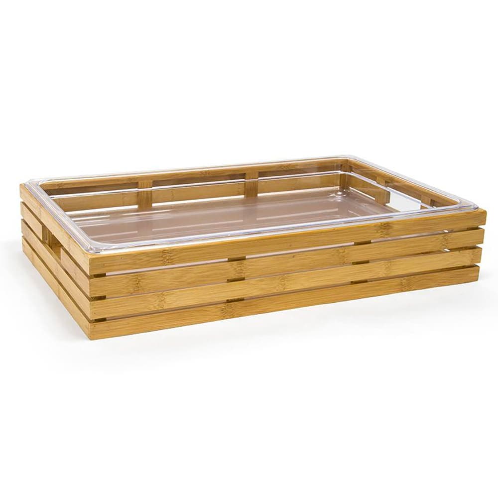 Front of the House Rectangular Ice Housing / Pan Set - 21" x 13" x 3 3/4", Bamboo (BHO068BBB20)