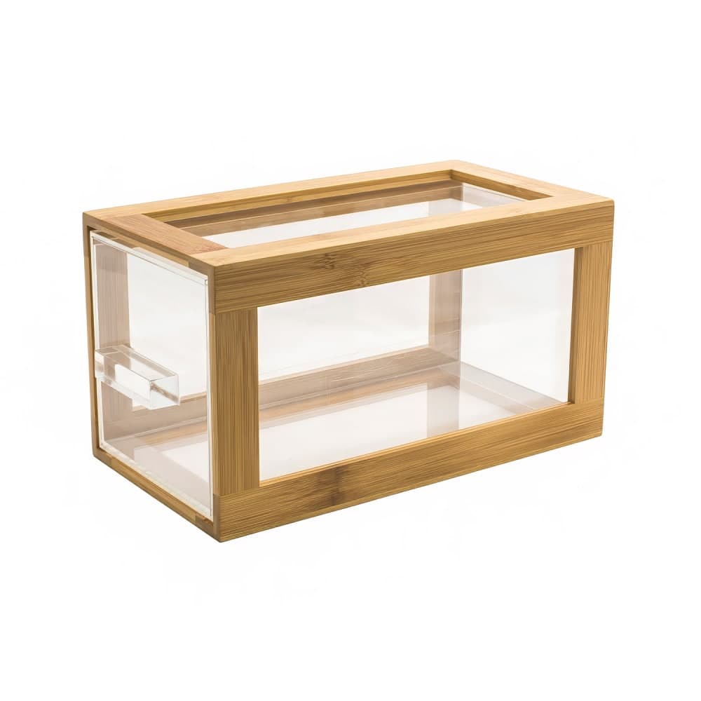 Front of the House Rectangular B³ Buffet Building Blocks® Drawer Display Set - 6 1/2" x 13", Acrylic/ Bamboo (BHO084BBB20)