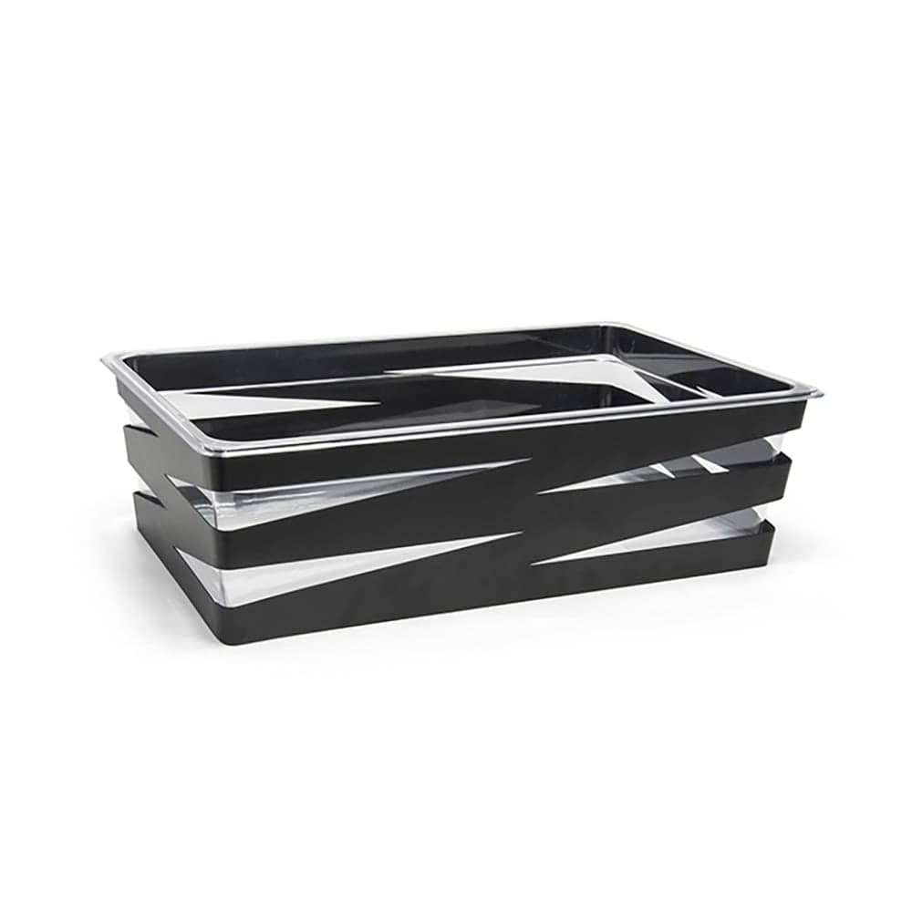 Front of the House Rectangular Ice Housing / Pan Set - 20 3/4" x 12 3/4" x 6", Stainless Steel, Matte Black (BHO090BKI20)
