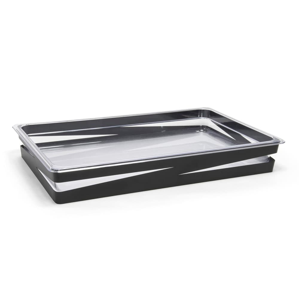 Front of the House Rectangular Ice Housing / Pan Set - 20 3/4" x 12 3/4" x 2 3/4", Stainless Steel, Matte Black (BHO091BKI20)