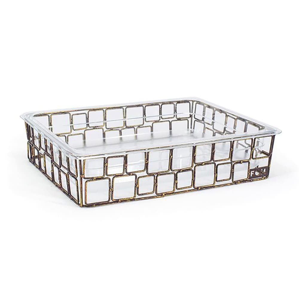 Front of the House Rectangular Ice Housing / Pan Set - 12 1/2" x 10" x 6", Iron, Copper (BHO113GOI20)