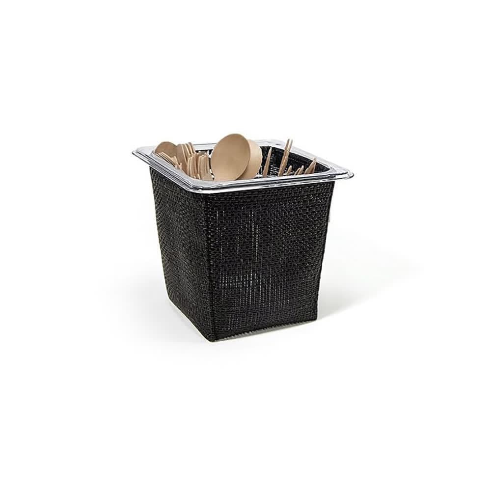 Front of the House Rectangular Ice Housing / Pan Set- 7" x 6 1/2" x 5 3/4", Woven Vinyl, Black (BHO133BKV21)