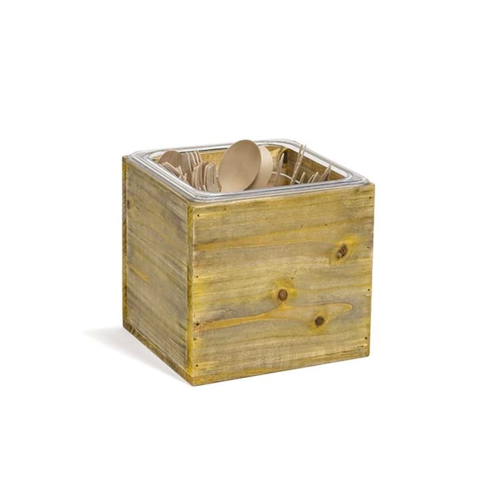 Front of the House Flatware Divider Set - 7" x 6 1/2" x 6 1/2", Rustic Wood (BHO146NAW21)