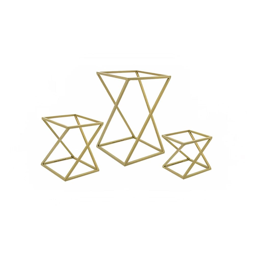 Front of the House 3 Piece Square B³ Buffet Building Blocks® Twist Riser Set - Iron, Matte Brass (BRI005GOI28)