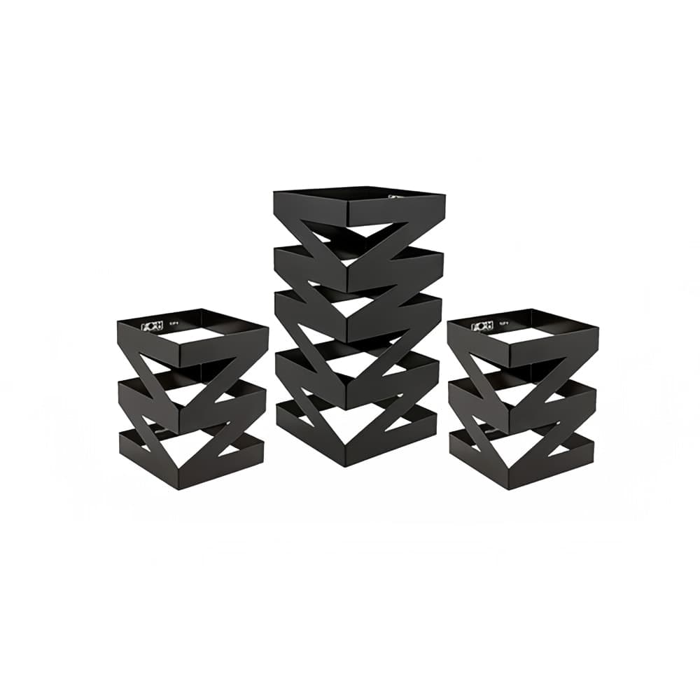 Front of the House 3 Piece Square B³ Buffet Building Blocks® Zig Zag Riser Set - Iron, Matte Black (BRI006BKI28)