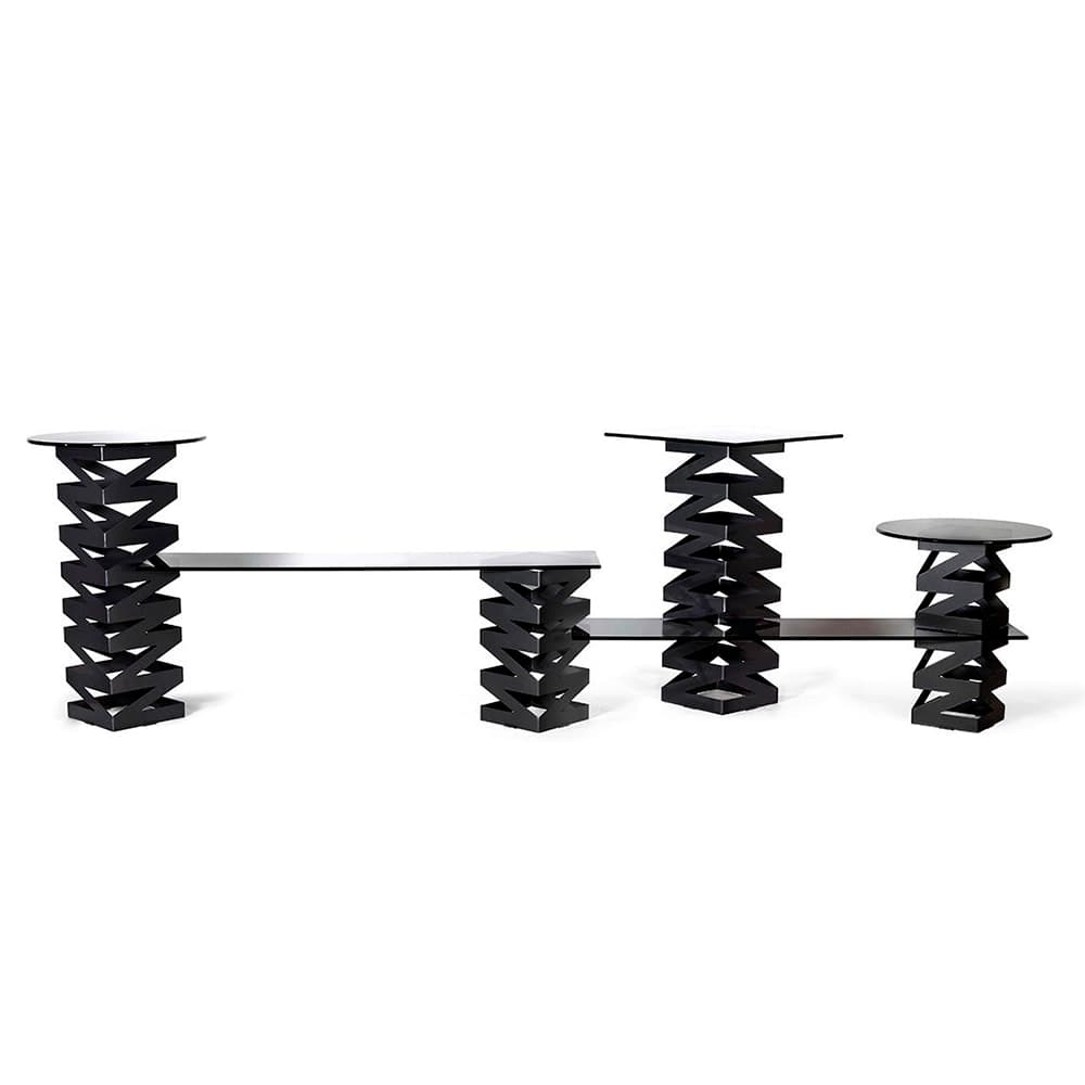 Front of the House 11 Piece B³ Buffet Building Blocks® Riser Set - Smoke Glass/ Matte Black Iron (BST011MUM28)