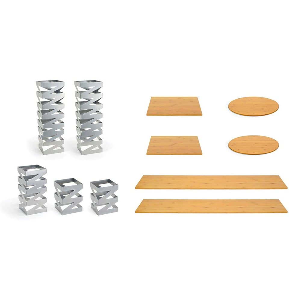 Front of the House 11 Piece B³ Buffet Building Blocks® Riser Set - Bamboo/ Iron (BST018MUM28)