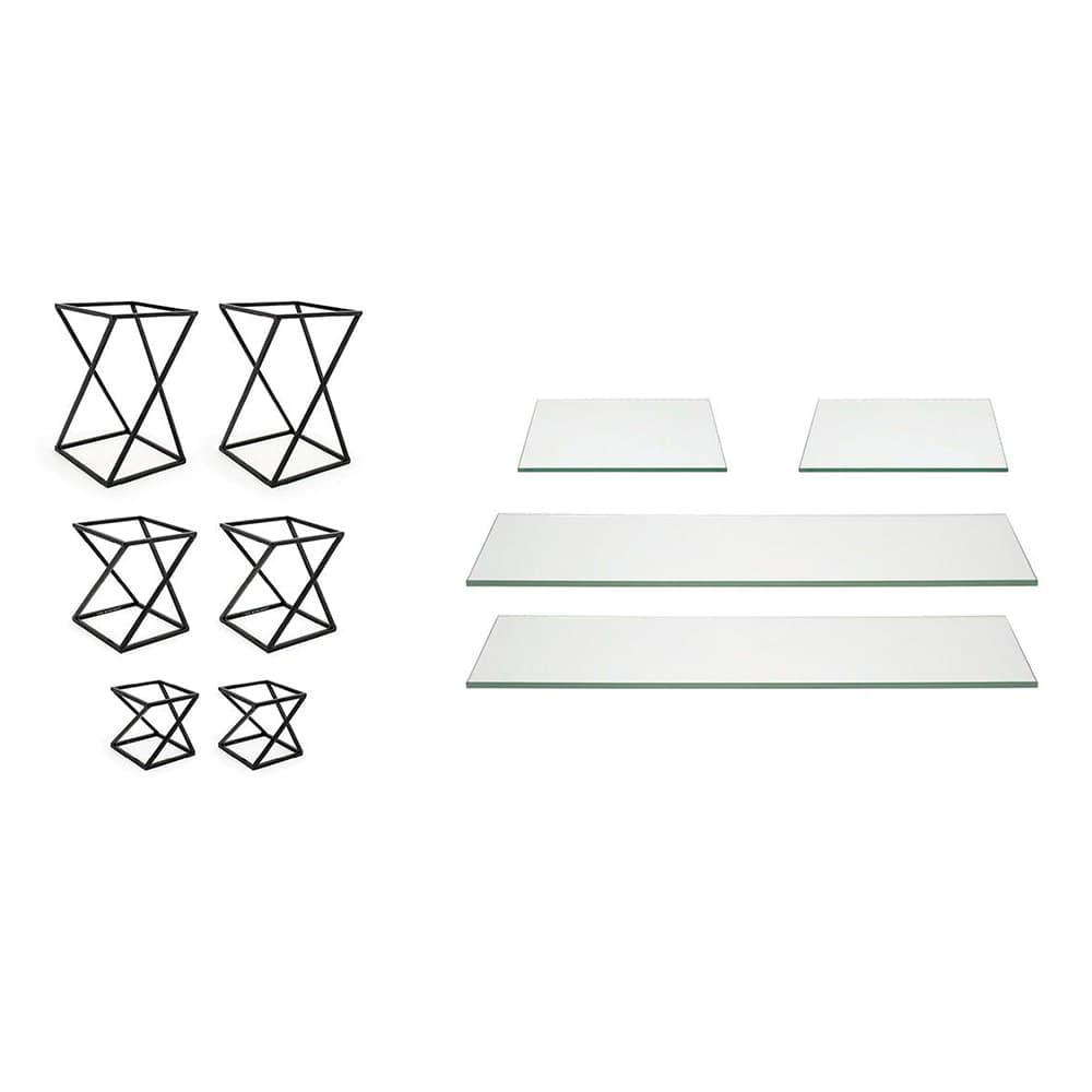 Front of the House 10 Piece B³ Buffet Building Blocks® Riser Set - Glass/ Matte Black Iron (BST030MUM28)