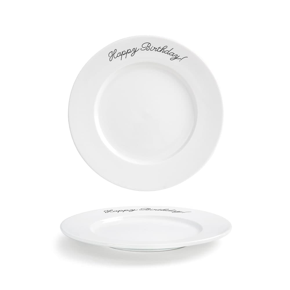 Front of the House 10 1/2" Round Monaco Plate - Happy Birthday, Porcelain, White (COS064WHP21)