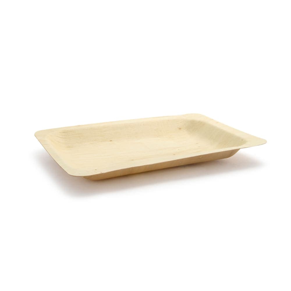 Front of the House Rectangular Servewise™ Disposable Plate - 8" x 5 3/4", Pinewood (DAP061NAW28)