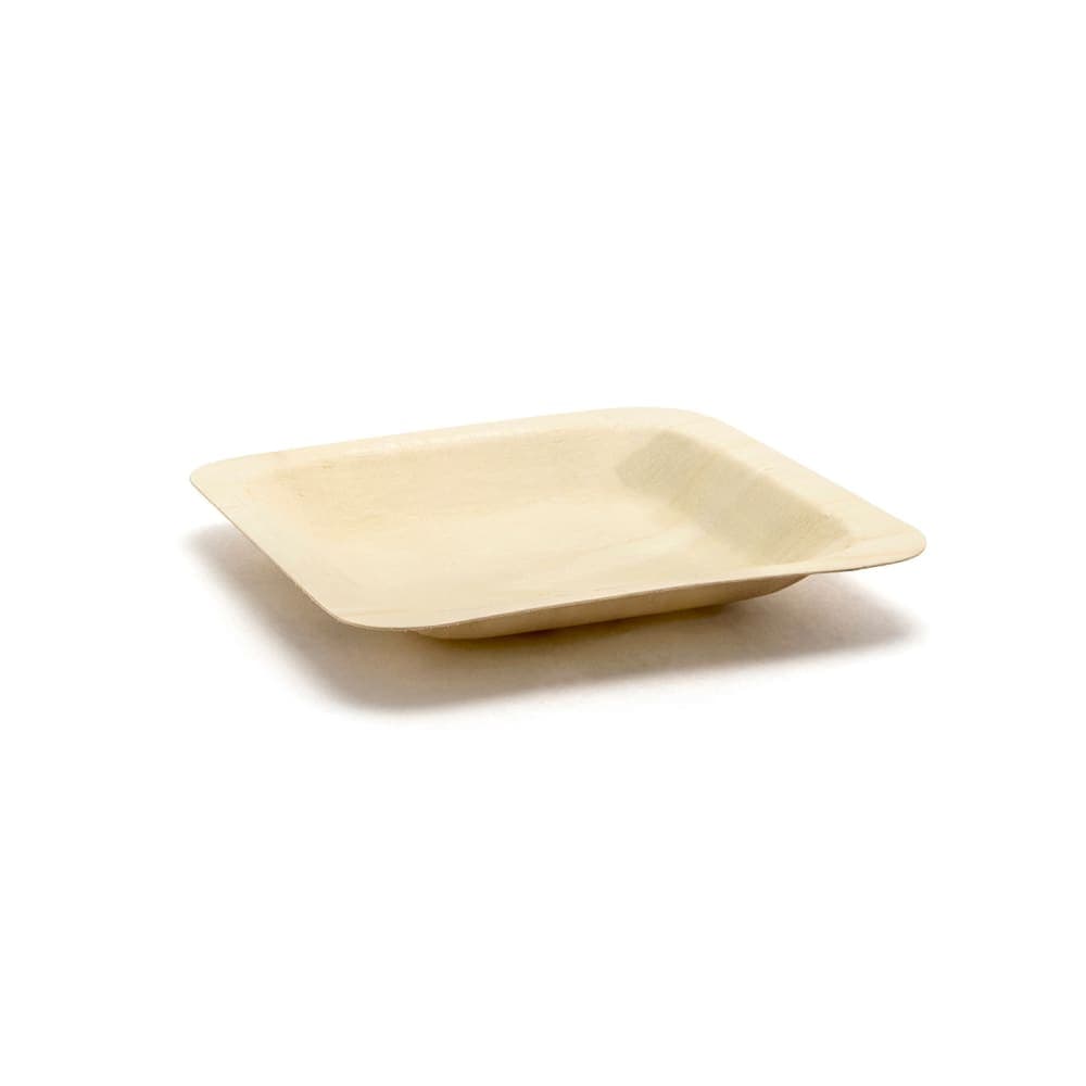 Front of the House 4 1/2" Square Servewise™ Disposable Plate, Pinewood (DAP063NAW28)