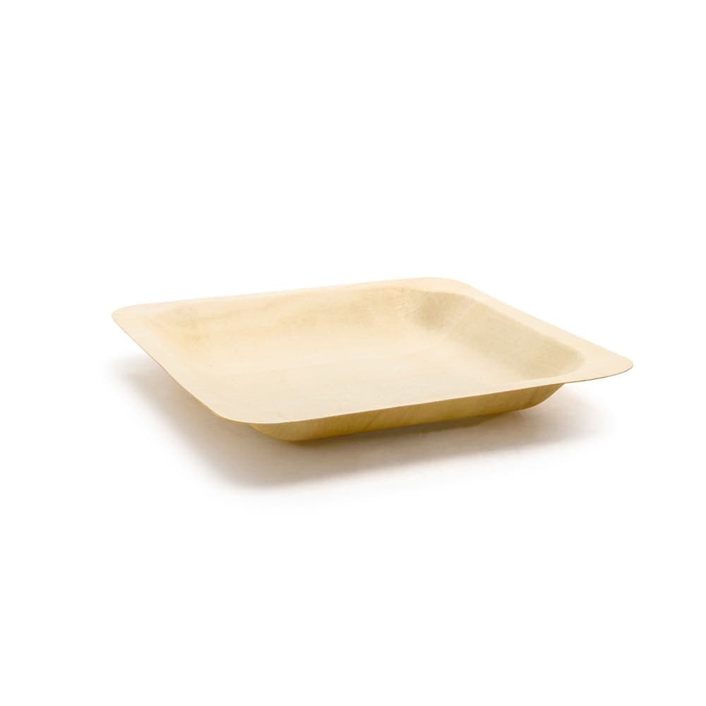 Front of the House 5 1/2" Square Servewise™ Disposable Plate, Pinewood (DAP064NAW28)
