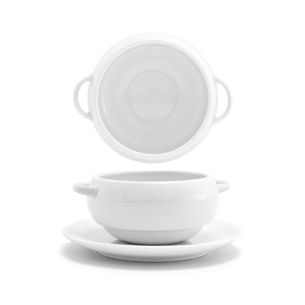 Front of the House 10 oz Round Spiral® Cream Soup Bowl - Porcelain, White (DBO022WHP22)