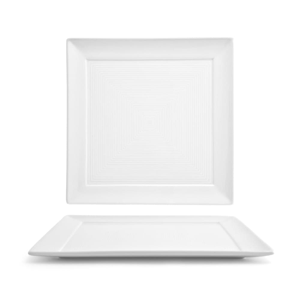 Front of the House 10" Square Spiral® Plate - Porcelain, White (DDP021WHP22)
