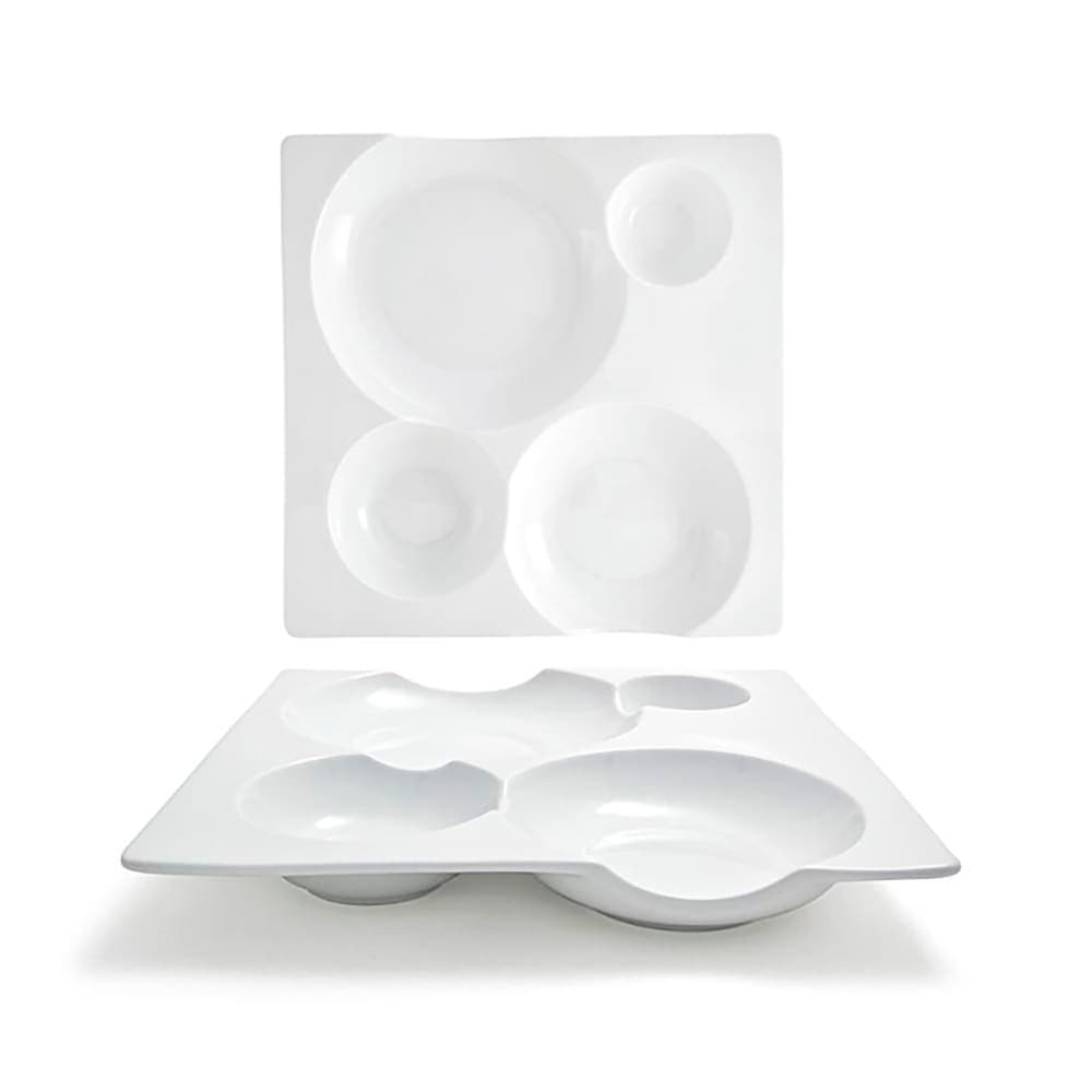 Front of the House 10 1/2" Square Bento™ Plate - Porcelain, White (DDP051WHP21)
