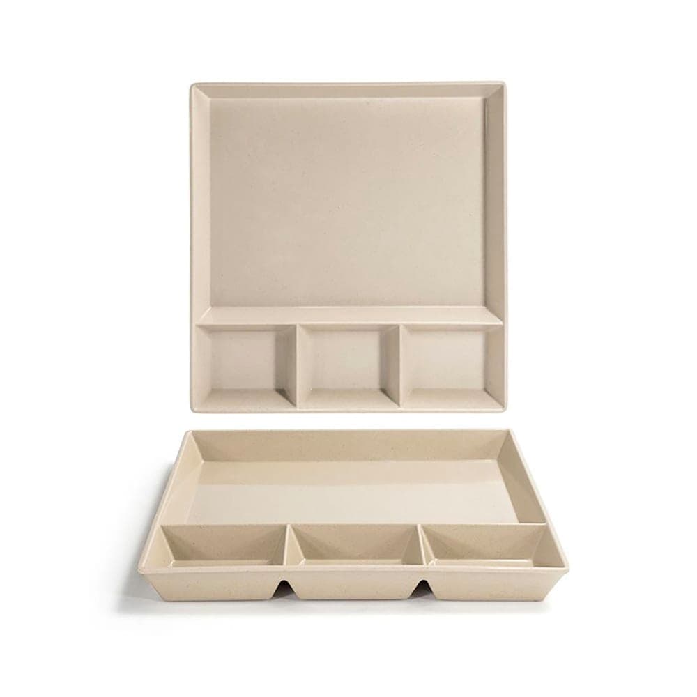 Front of the House 10" Square Mod® Divided Plate w/ (4) Compartments - Bamboo, Natural (DDP075NAB22)