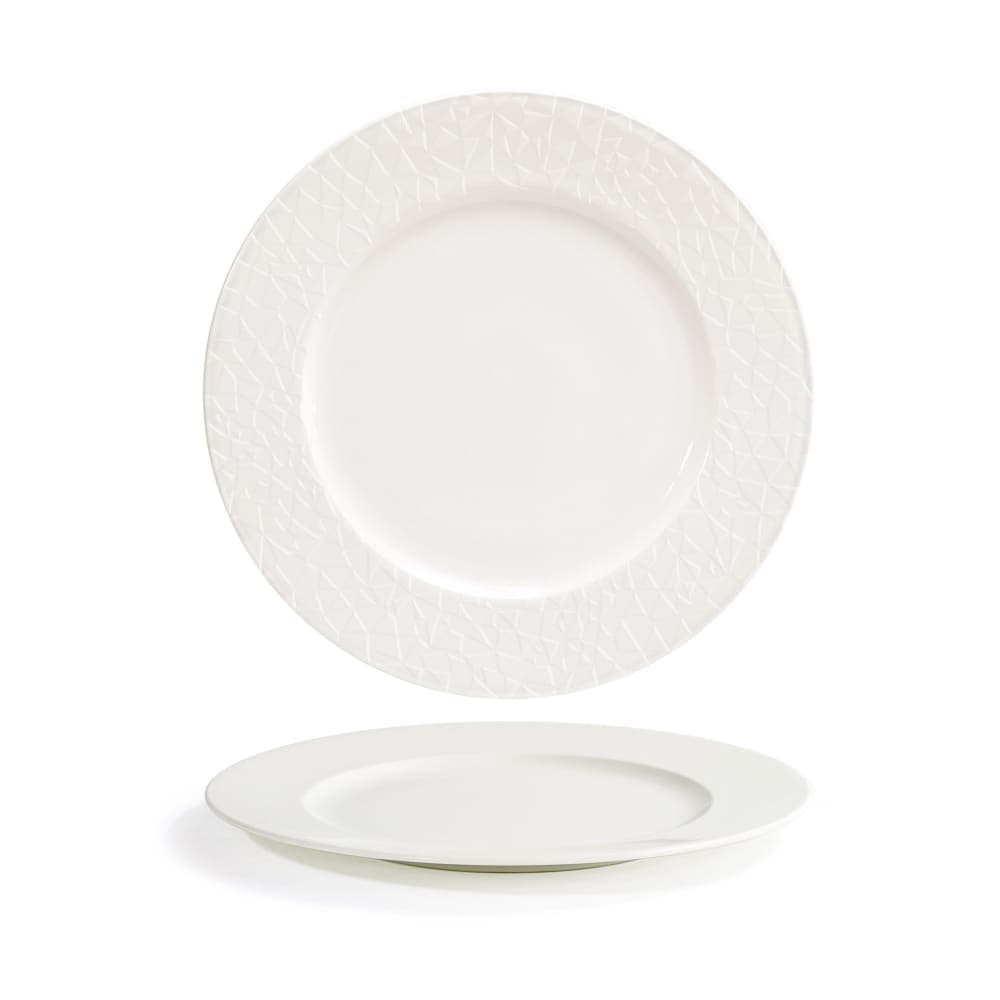 Front of the House 11 1/2" Round Catalyst® Facet Plate - Porcelain, White (DDP080BEP21)