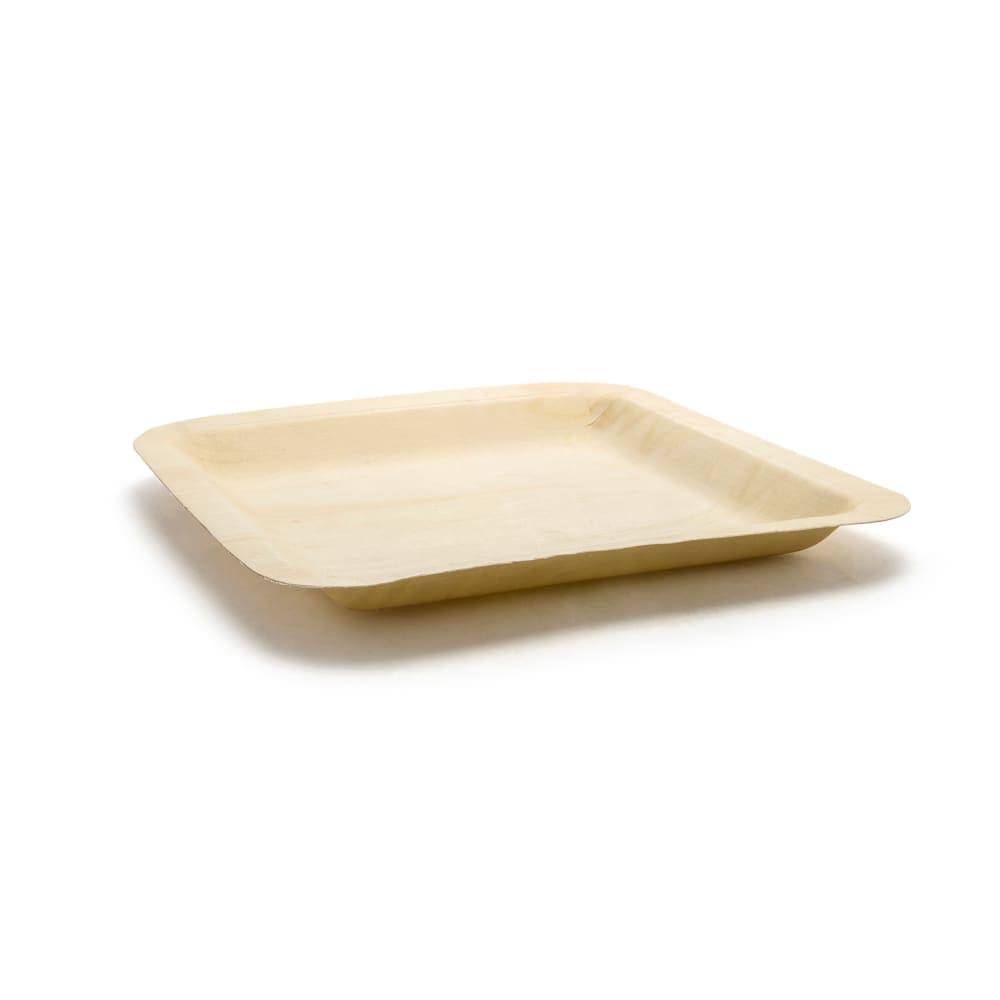 Front of the House 8" Square Servewise™ Disposable Plate, Pinewood (DSP025NAW28)