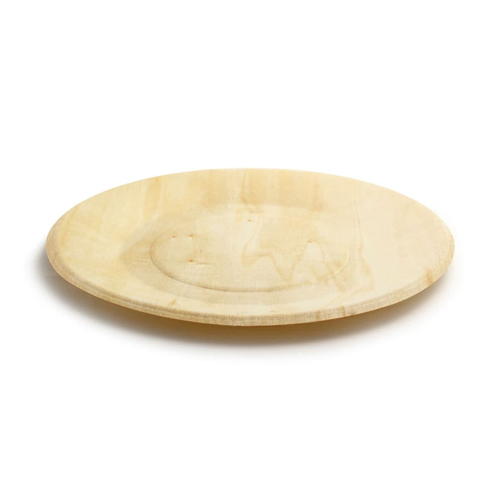 Front of the House 8 1/2" Round Servewise™ Disposable Plate, Pinewood (DSP026NAW28)