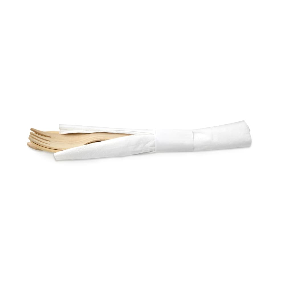 Front of the House 6 1/2" Servewise™ Disposable Cutlery Set w/ Napkin, Pinewood (FST001NAW28)