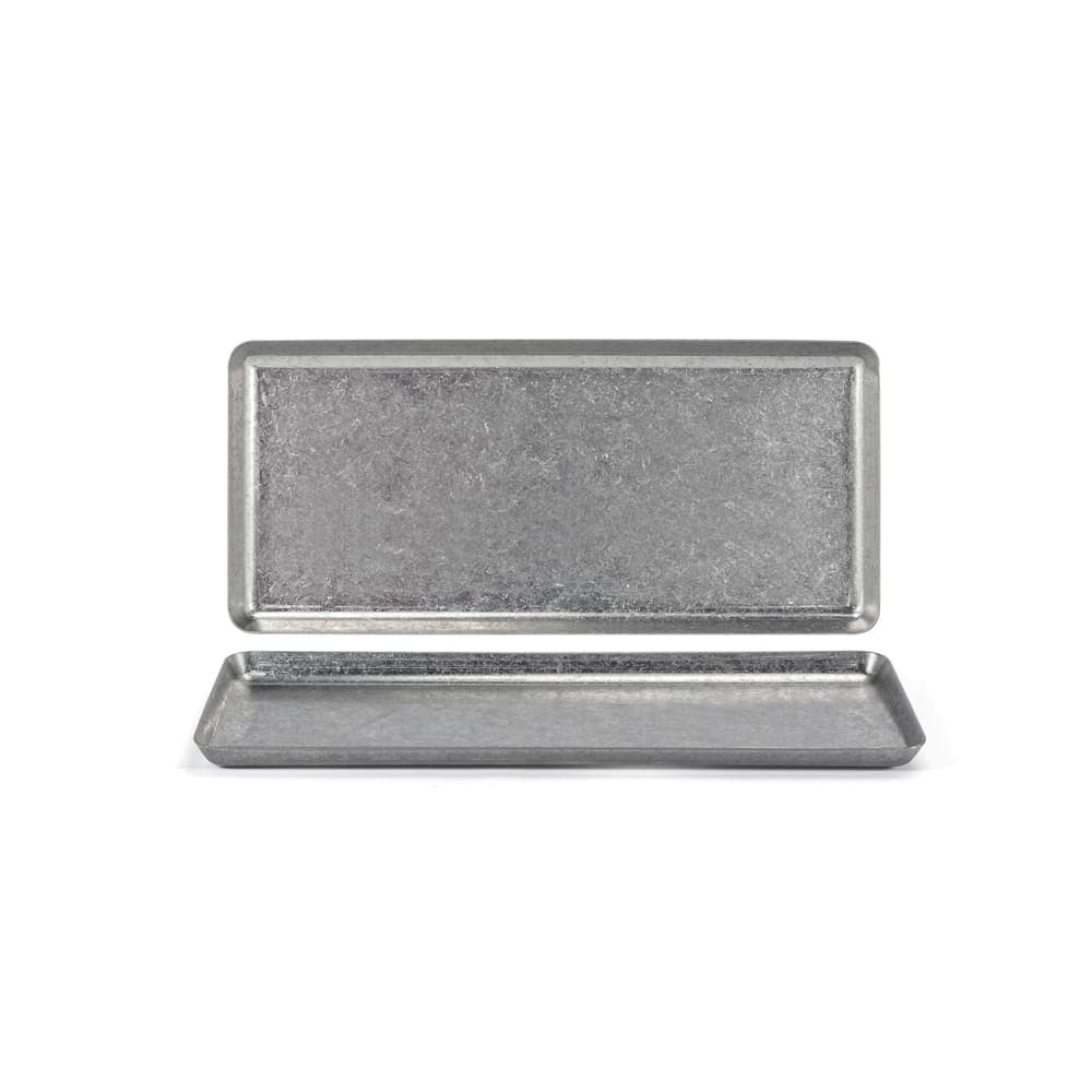 Front of the House Rectangular Mod® Tray - 10" x 4 1/2", Stainless Steel, Antique (RTR037ANS22)