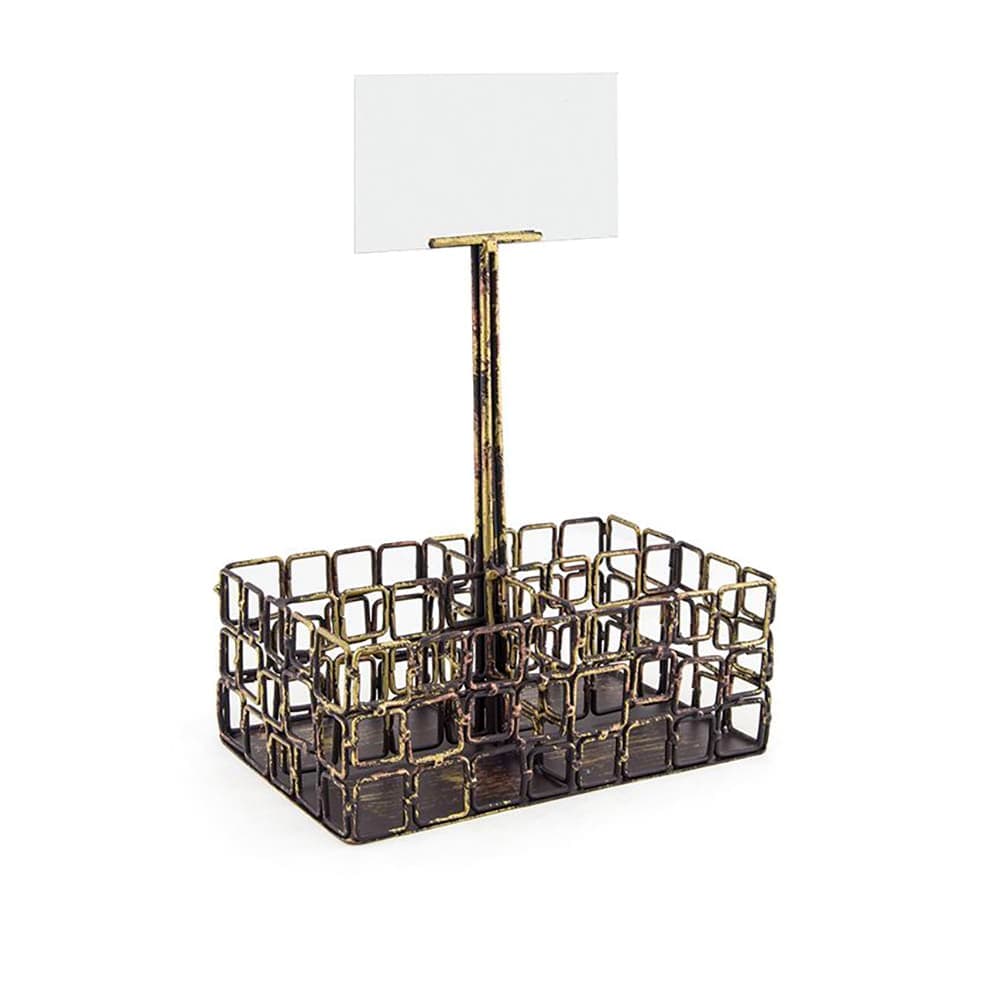 Front of the House 4 Compartment Rectangular Condiment Caddy - Iron, Copper (TCS011GOI22)