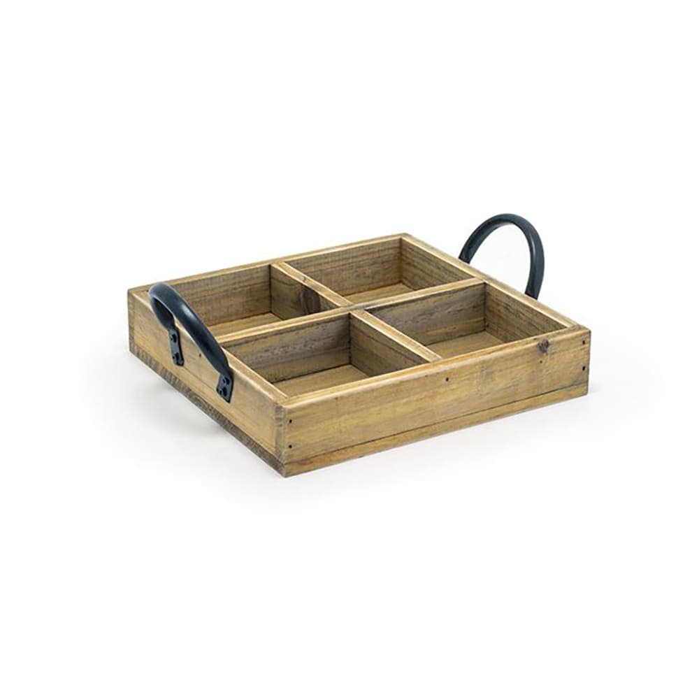 Front of the House 4 Compartment Rectangular Condiment Caddy - Wood, Natural (TCS014NAW21)