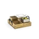 Front of the House 4 Compartment Rectangular Condiment Caddy - Wood, Natural (TCS014NAW21) thumbnail 2