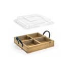 Front of the House 4 Compartment Rectangular Condiment Caddy - Wood, Natural (TCS014NAW21) thumbnail 3