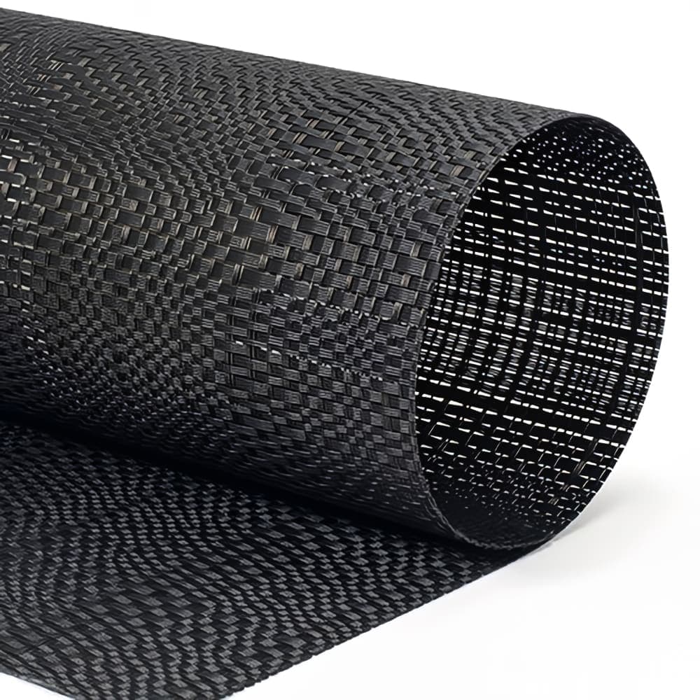 Front of the House Rectangular Metroweave® Woven Vinyl Placemat - 16" x 12", Black (XPM118BKV83)