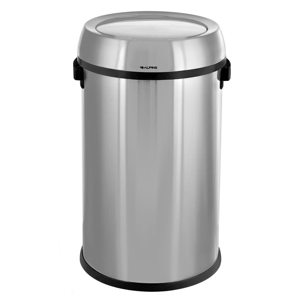Alpine Industries 470-65L-1 17 gal Indoor Decorative Trash Can - Metal, Stainless Steel