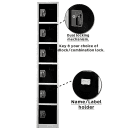 Alpine Industries 629-206-BLK Six Section Locker w/ (6) Hooks - 12"W x 12"D x 72"H, Steel, Black thumbnail 3