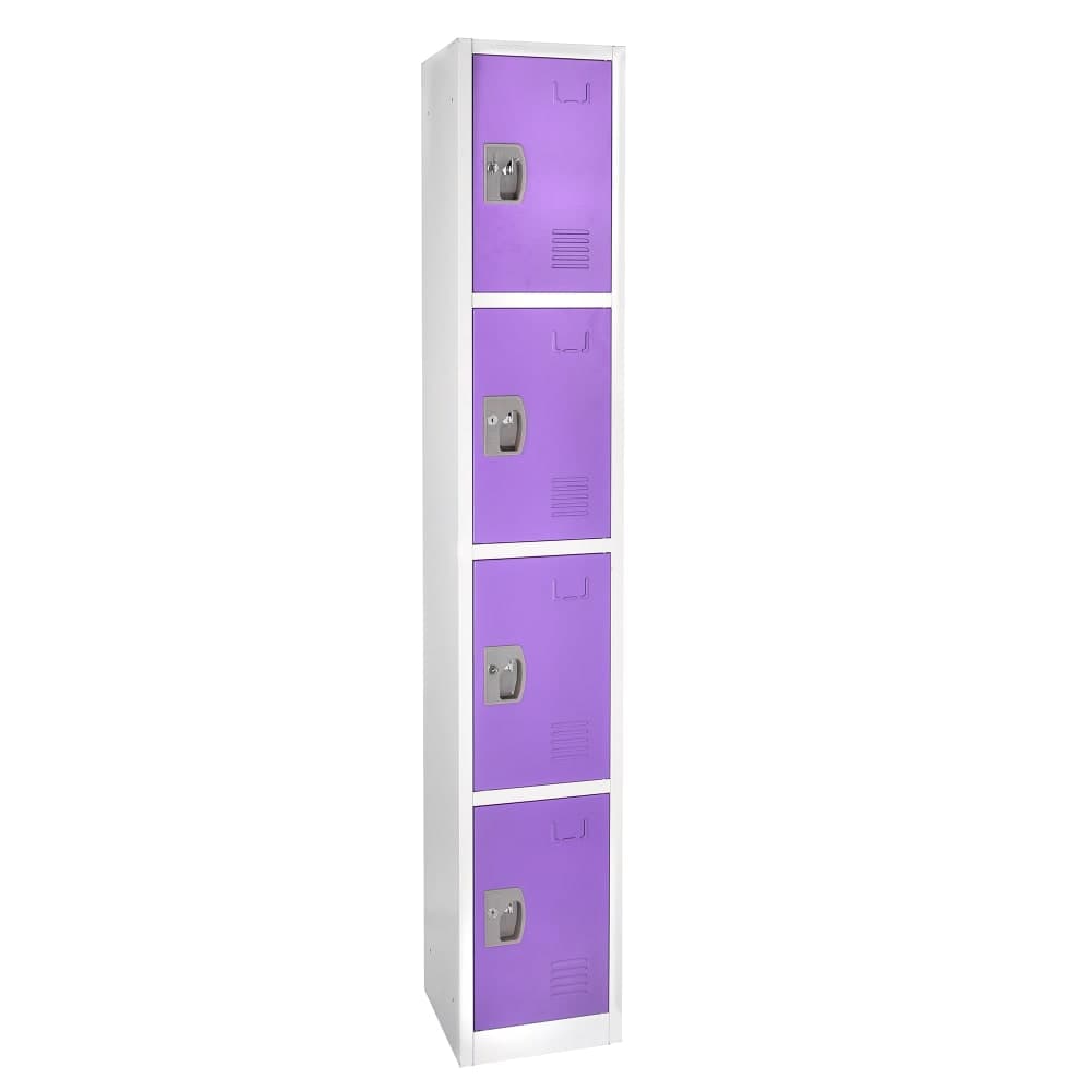 Alpine Industries ADI629-204-PUR Four Section Locker w/ (4) Hooks - 12"W x 72"H, Steel, Purple