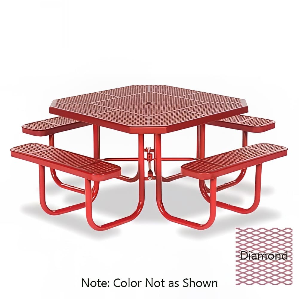 Wabash Valley 74 3/8" Octagonal Signature Outdoor Table w/ Seats - Steel, Diamond (SG145D)